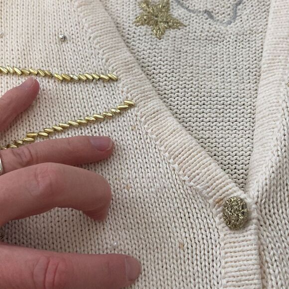 Bobbie Brooks Vintage Cream Angel Cloud Sweater Vest Large - Picture 11 of 13